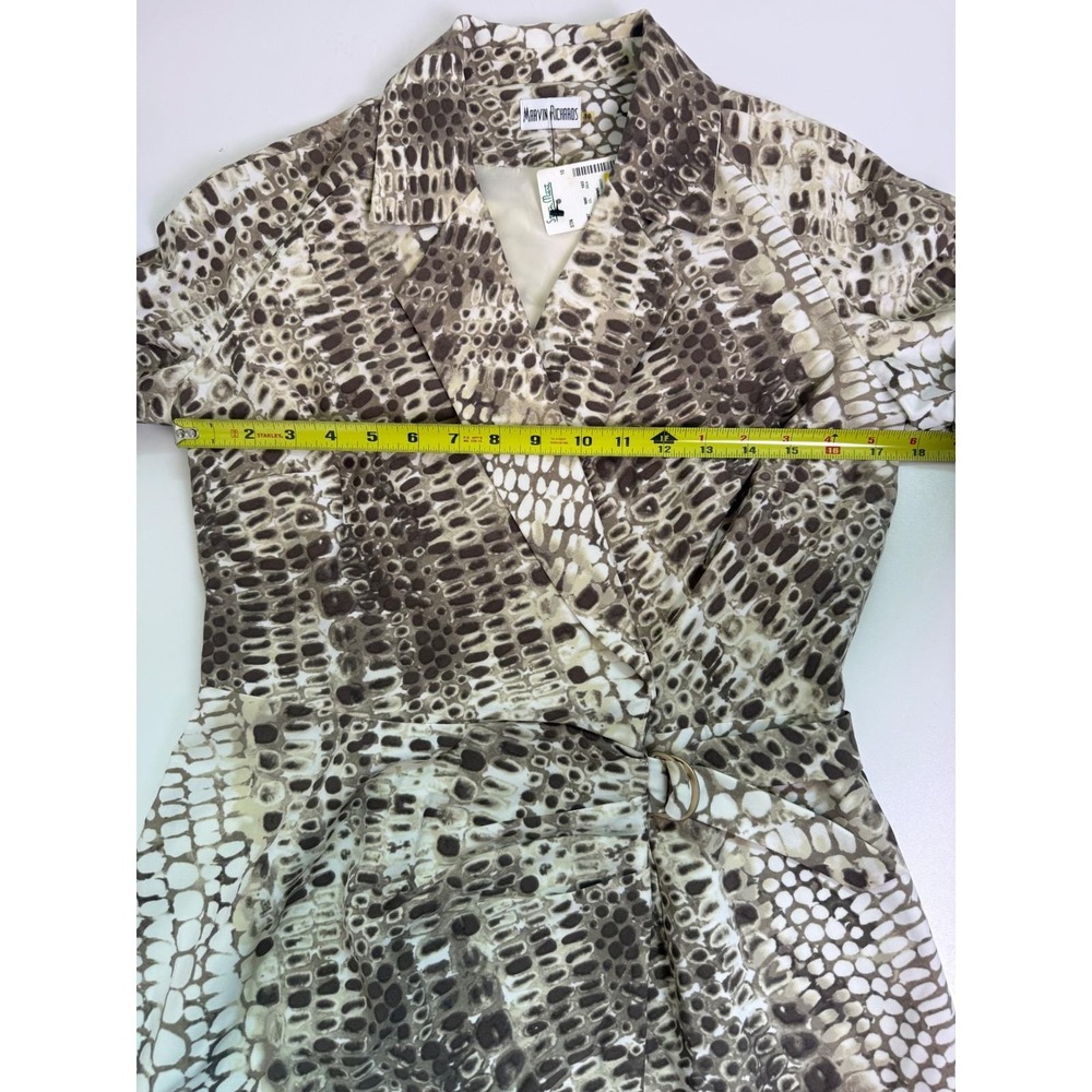 Marvin Richards Vintage Snakeskin Print Faux Wrap Sheath Dress Tan Brown Size 10 - Picture 5 of 11
